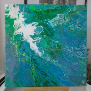 Espressione in verde- Quadro fluid art astratto 40x40cm, opera originale Art_ctizi